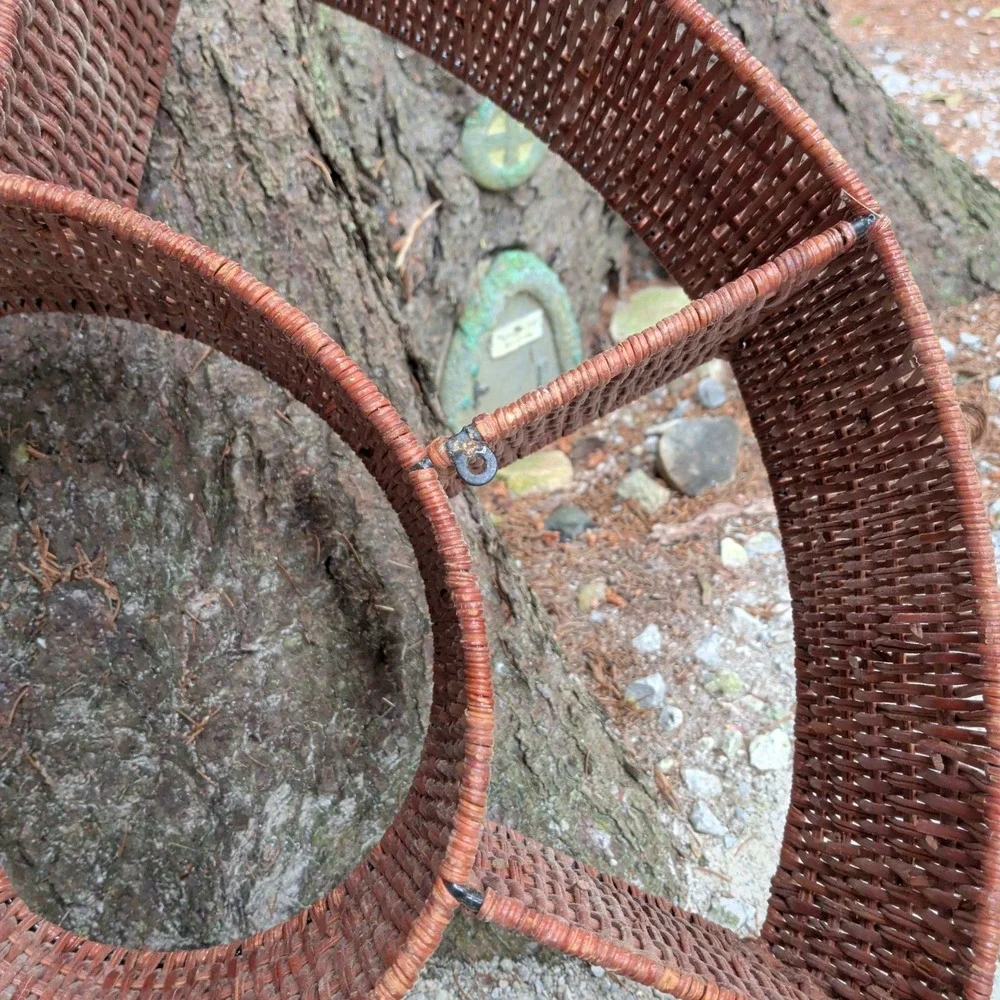 Vintage Rattan Wicker Snail Wall Shelf Mid Century Modern MCM Retro Boho Cozy